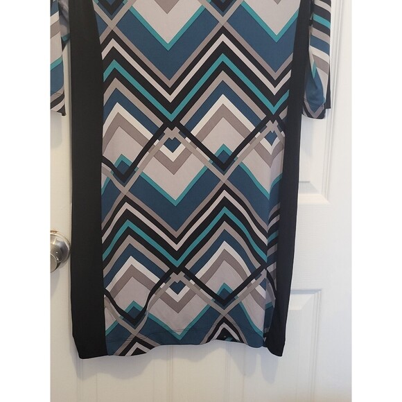 Banana Republic Dress Geometric Size Medium White, Black, Blue - Picture 4 of 8